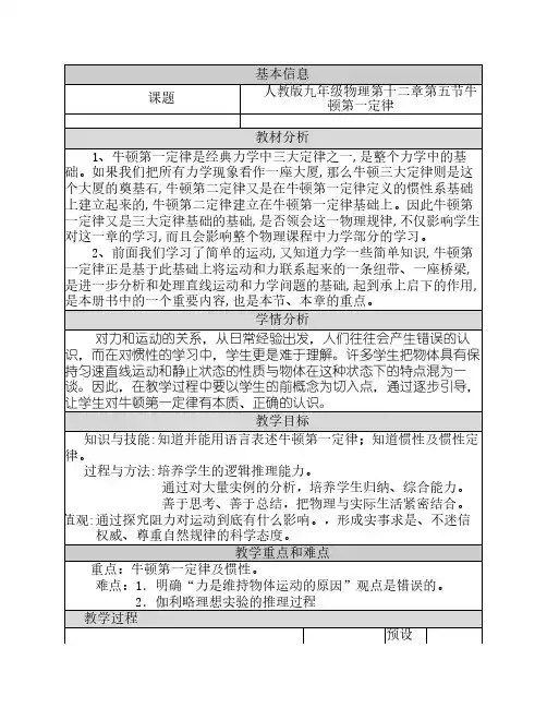 牛顿第一定律1