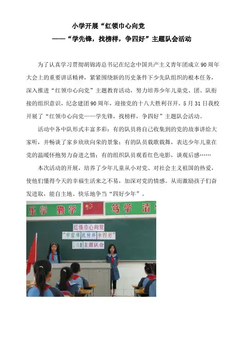 小学开展”红领巾心向党“活动方案