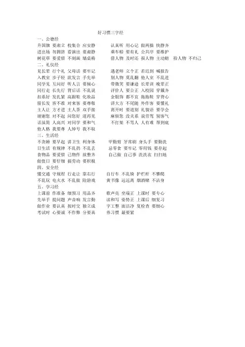 好习惯三字经