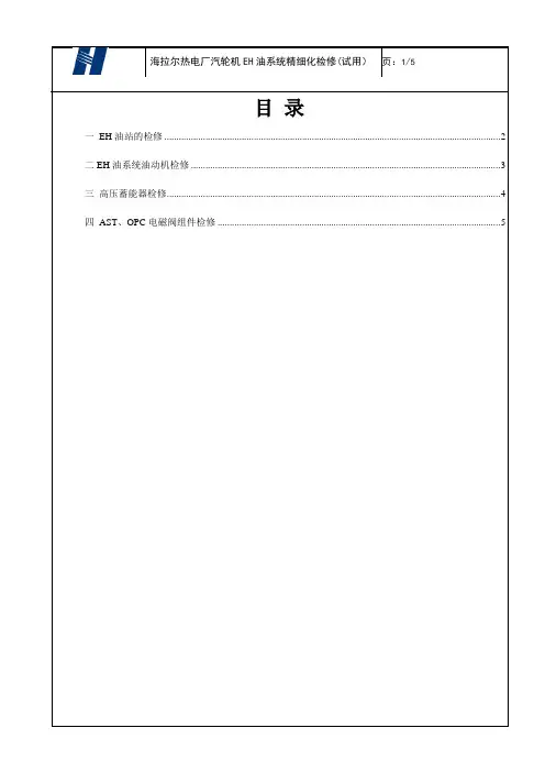 EH油系统精细化检修