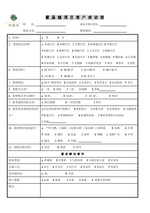 来电来访登记样表