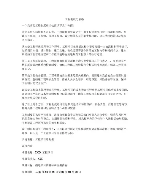工程制度与表格