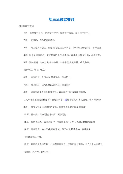 初三班级宣誓词
