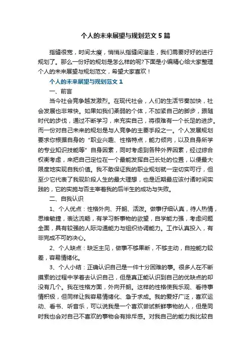 个人的未来展望与规划范文5篇