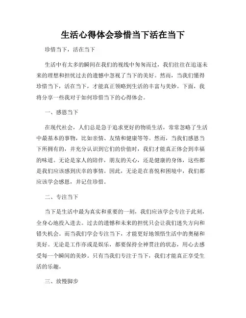 生活心得体会珍惜当下活在当下