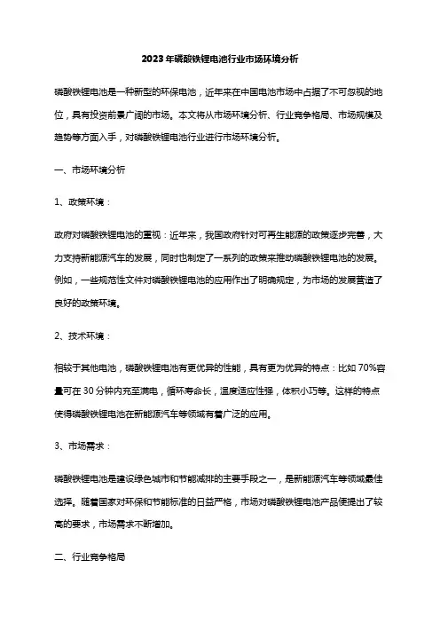 2023年磷酸铁锂电池行业市场环境分析