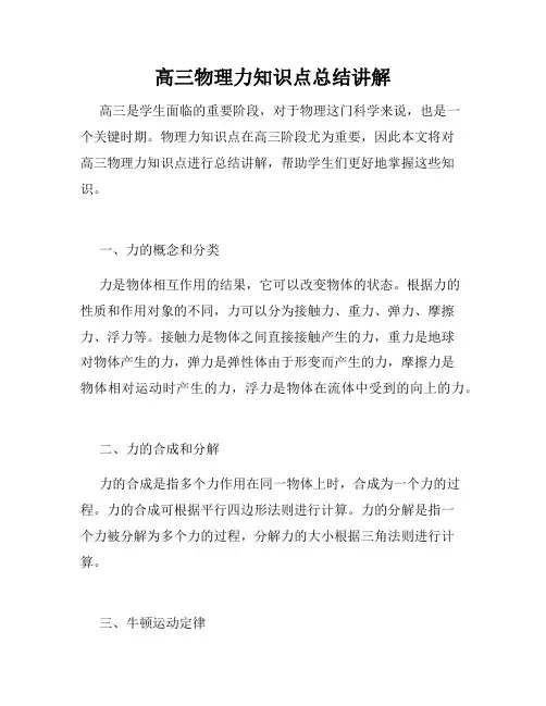 高三物理力知识点总结讲解