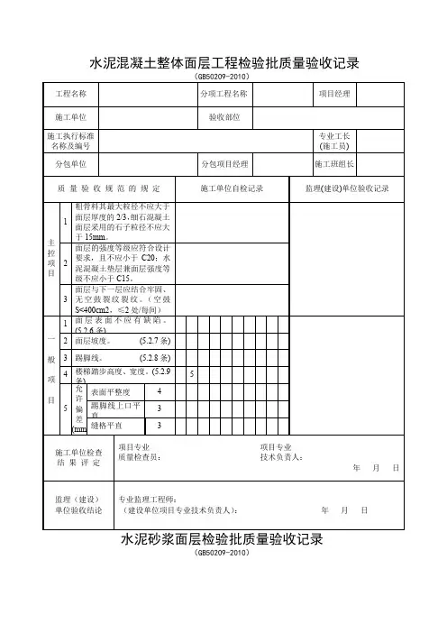 装饰装修检验批质量验收记录表格汇总