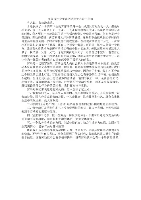 红领巾社会实践活动学生心得一年级