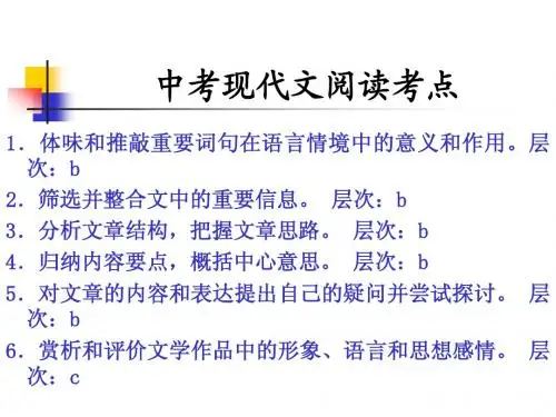 2013年中考现代文阅读考点(小小说与散文)