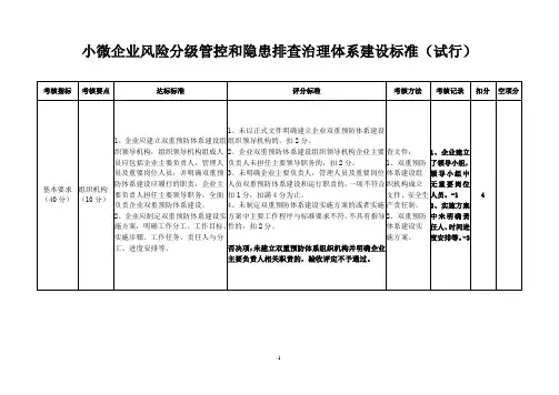 小微企业风险分级管控和隐患排查治理体系建设标准(试行)