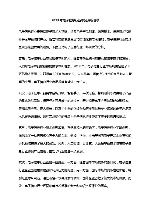 2023年电子信息行业市场分析现状