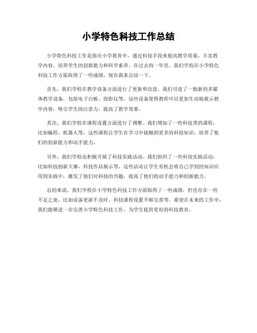小学特色科技工作总结