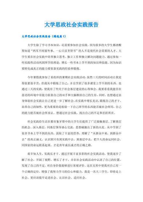 大学思政社会实践报告