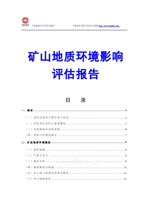 矿山地质环境影响评估报告