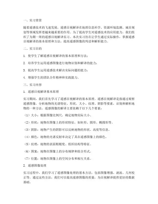 遥感目视解译实习报告