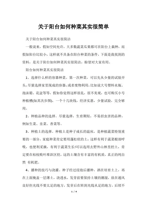 阳台如何种菜其实很简单