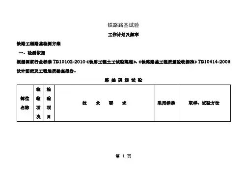 路基试验检测项目及频率