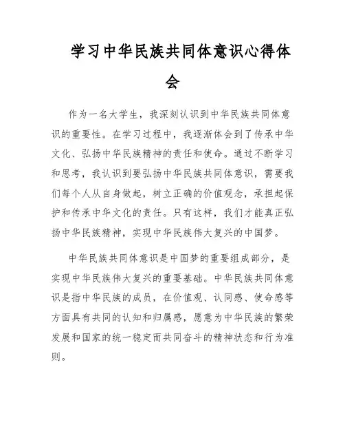 学习中华民族共同体意识心得体会