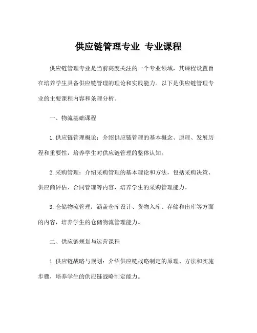供应链管理专业 专业课程
