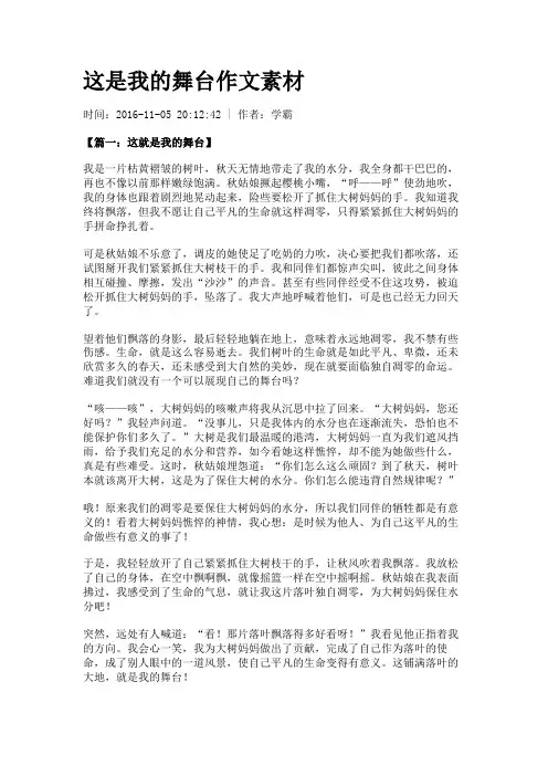 这是我的舞台作文素材