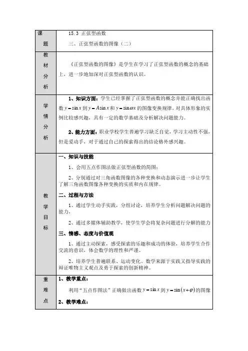 15.3正弦型函数第三课时详细教案