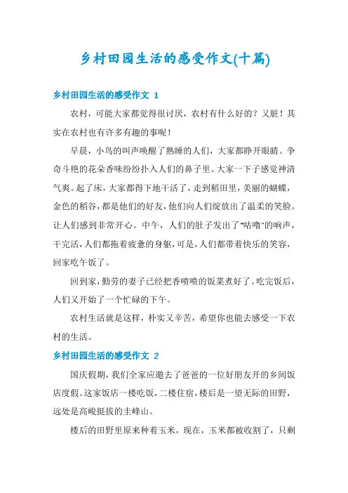 乡村田园生活的感受作文(十篇)