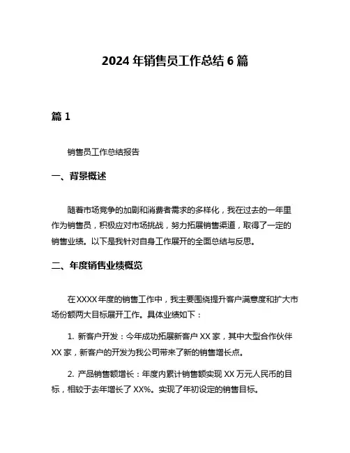 2024年销售员工作总结6篇