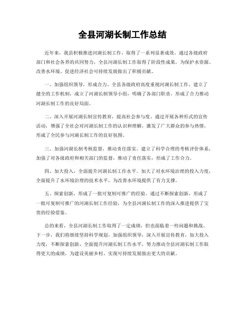全县河湖长制工作总结
