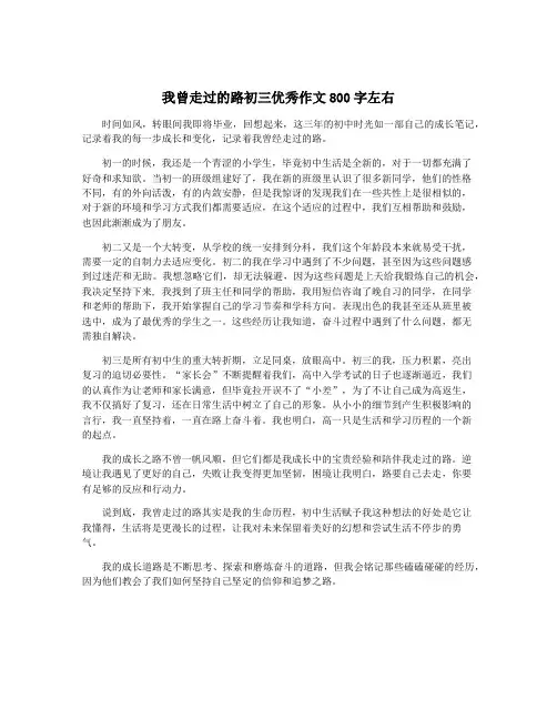 我曾走过的路初三优秀作文800字左右