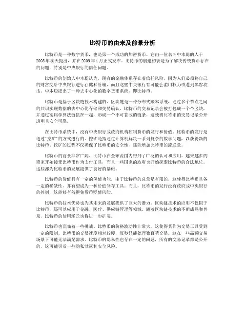 比特币的由来及前景分析