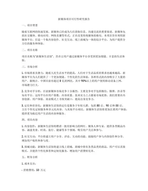 新媒体项目可行性研究报告