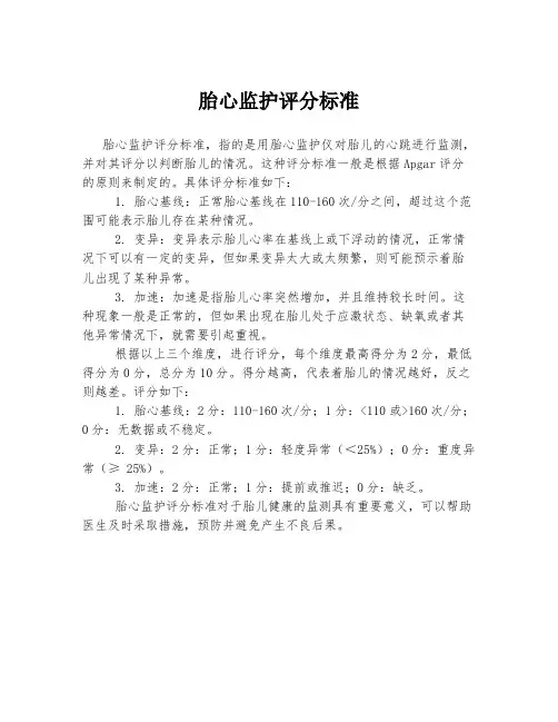 胎心监护评分标准