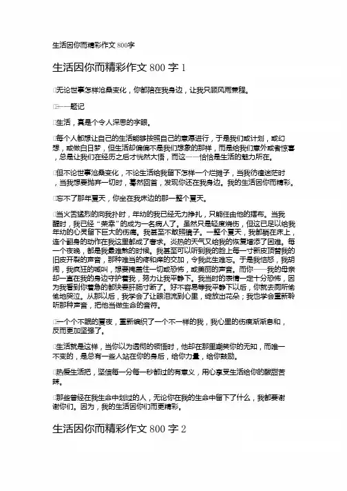 实验教材生活因你而精彩作文字