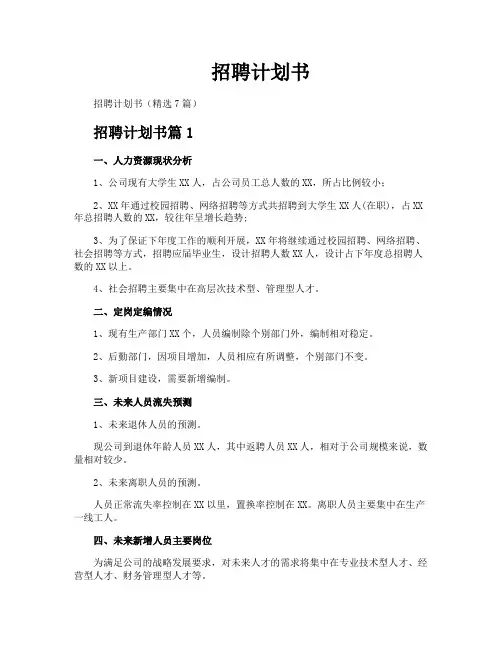 招聘计划书