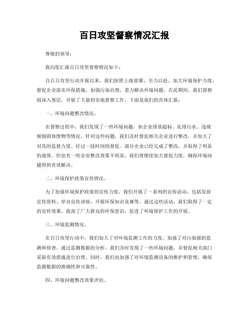 百日攻坚督察情况汇报
