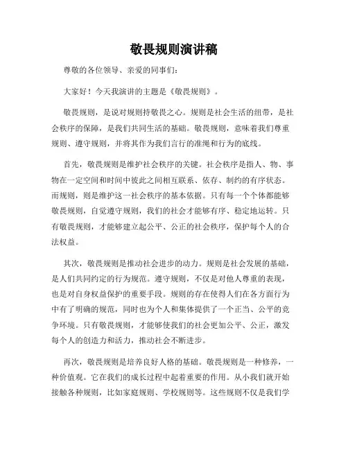 敬畏规则演讲稿