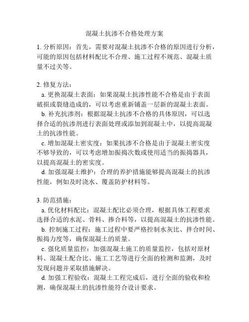 混凝土抗渗不合格处理方案