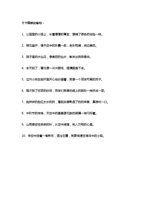 十个简单比喻句