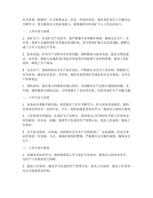 年终采矿个人工作总结