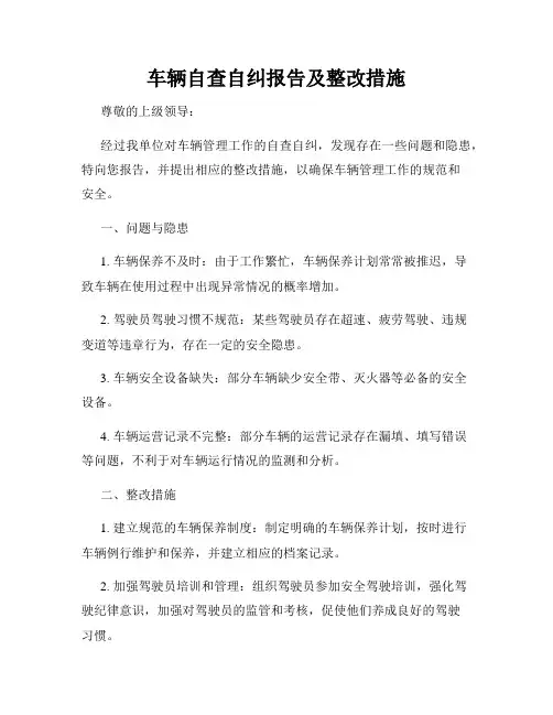 车辆自查自纠报告及整改措施