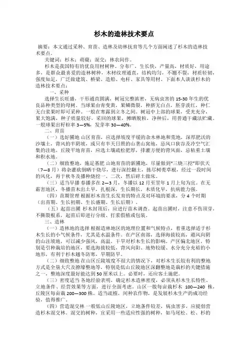 杉木的造林技术要点