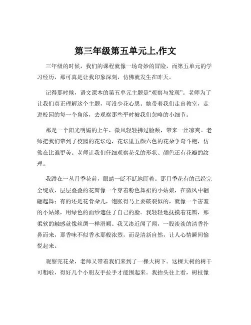 第三年级第五单元上,作文