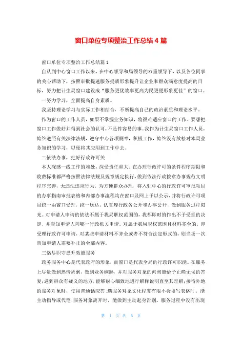 窗口单位专项整治工作总结4篇