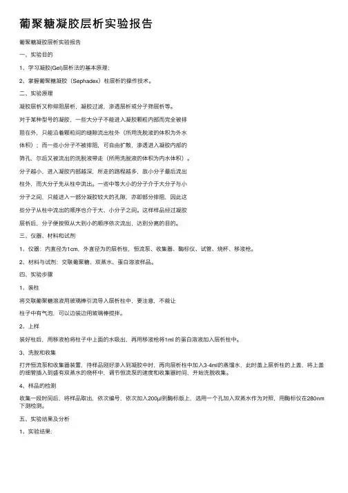 葡聚糖凝胶层析实验报告