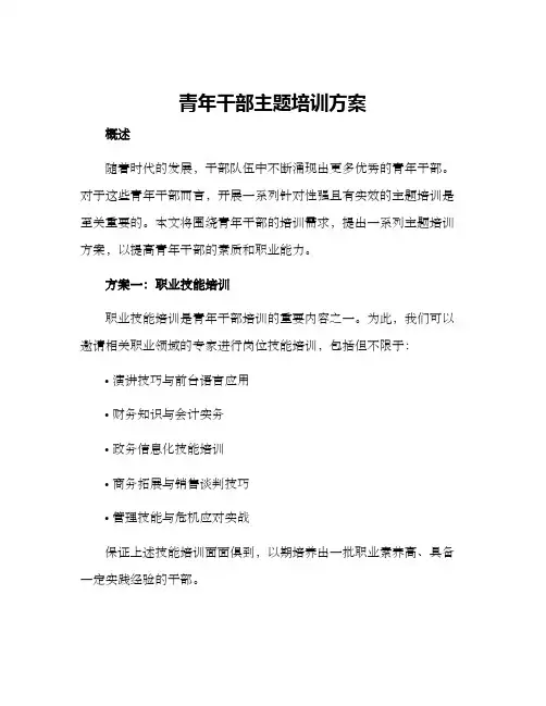 青年干部主题培训方案