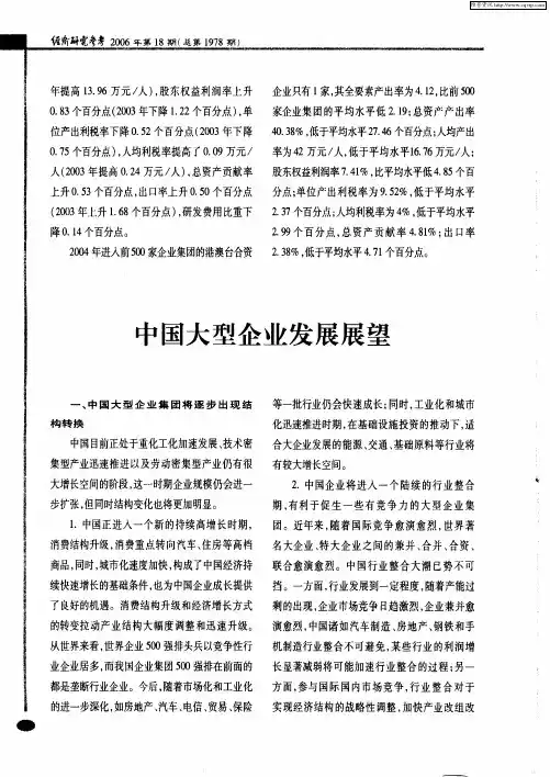 中国大型企业发展展望