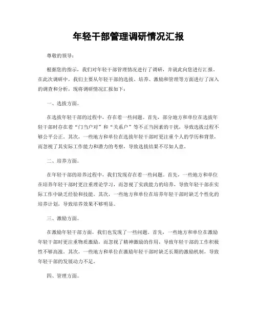 年轻干部管理调研情况汇报