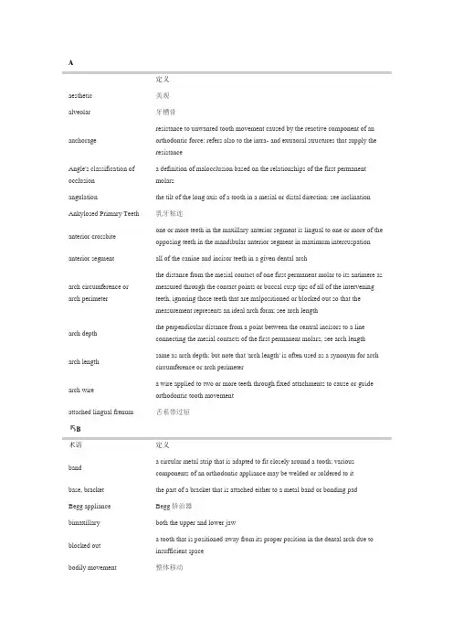 口腔正畸学词汇