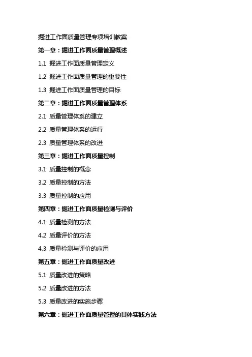 掘进工作面质量管理专项培训教案